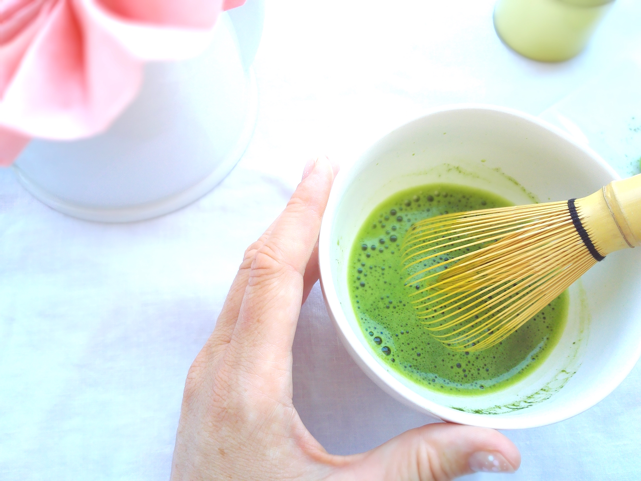 Frothing the matcha is fun and you can do it in while chatting with your friends which adds an element of uniqueness to the whole tea making process